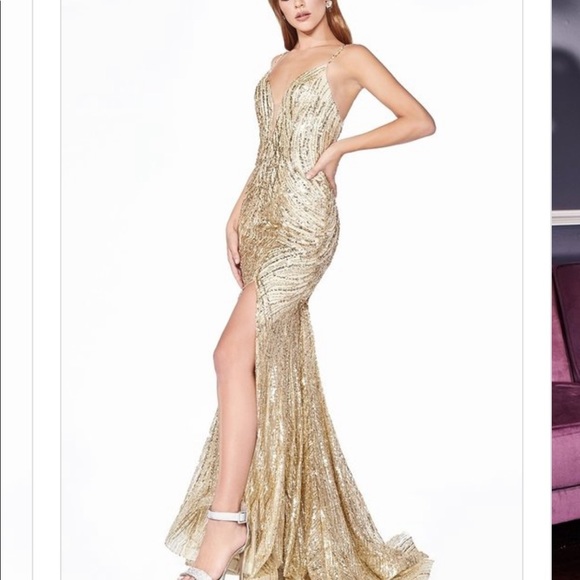 Gold Glitter Mermaid Dress - Picture 5 of 6